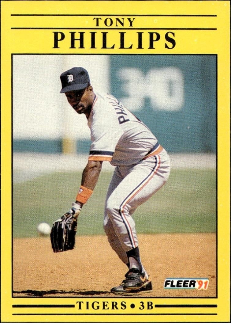 Tony Phillips 1991 Fleer #348 Baseball Trading Card - Front 1991 Fleer Tony Phillips #348 baseball trading card front