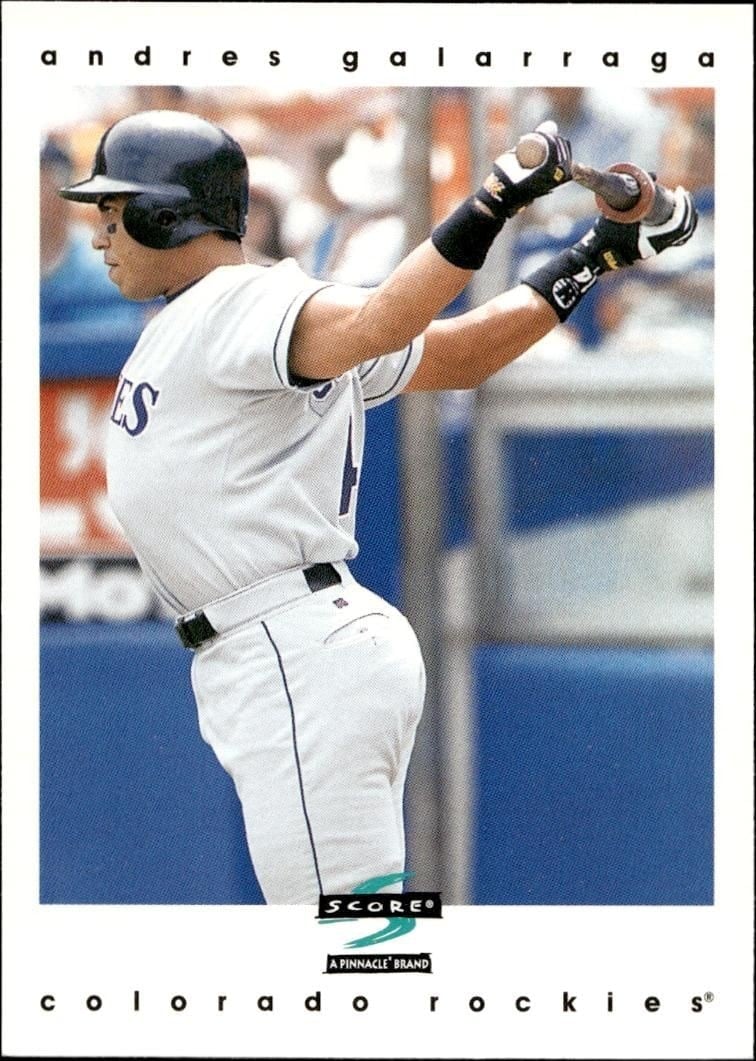 Andres Galarraga 1997 Pinnacle Score #155 Baseball Trading Card - Front 1997 Pinnacle Score Andres Galarraga #155 baseball trading card front