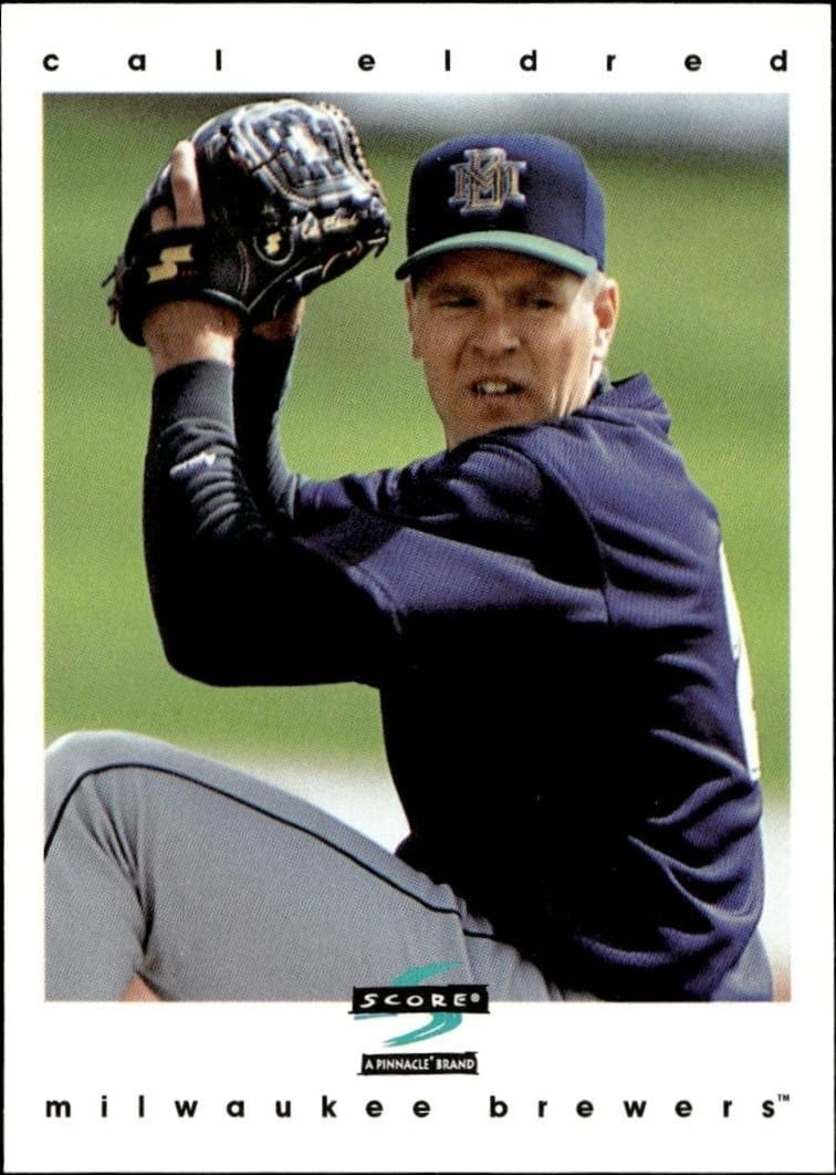 Cal Eldred 1997 Pinnacle Score #HR404 Baseball Trading Card - Front 1997 Pinnacle Score Cal Eldred #HR404 baseball trading card front