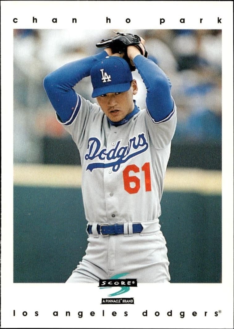 Chan Ho Park 1997 Pinnacle Score #5 Baseball Trading Card - Front 1997 Pinnacle Score Chan Ho Park #5 baseball trading card front
