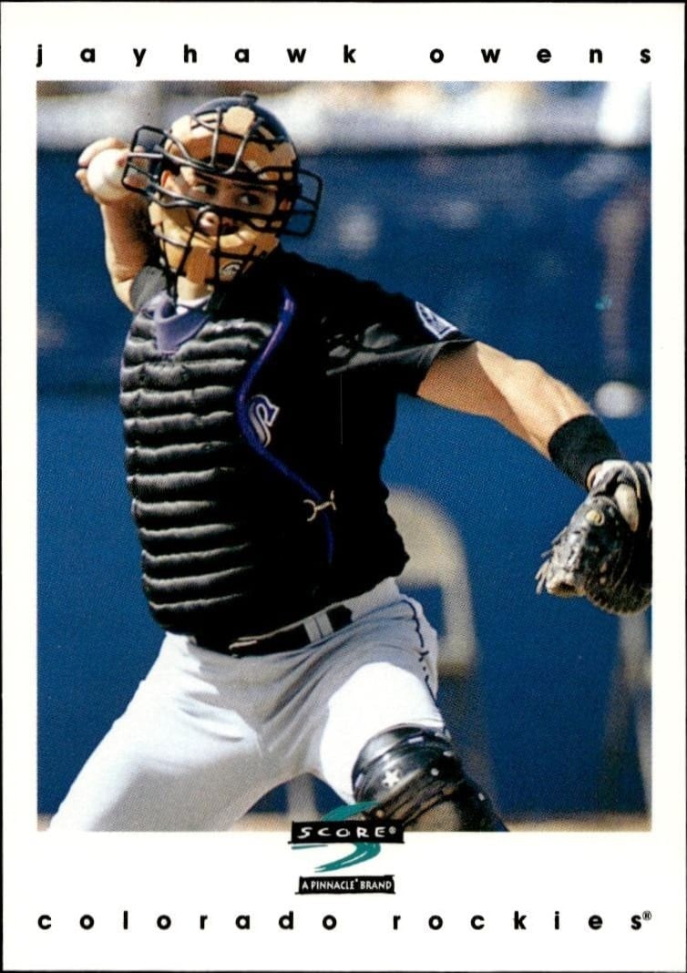 Jayhawk Owens 1997 Pinnacle Score #12 Baseball Trading Card - Front 1997 Pinnacle Score Jayhawk Owens #12 baseball trading card front