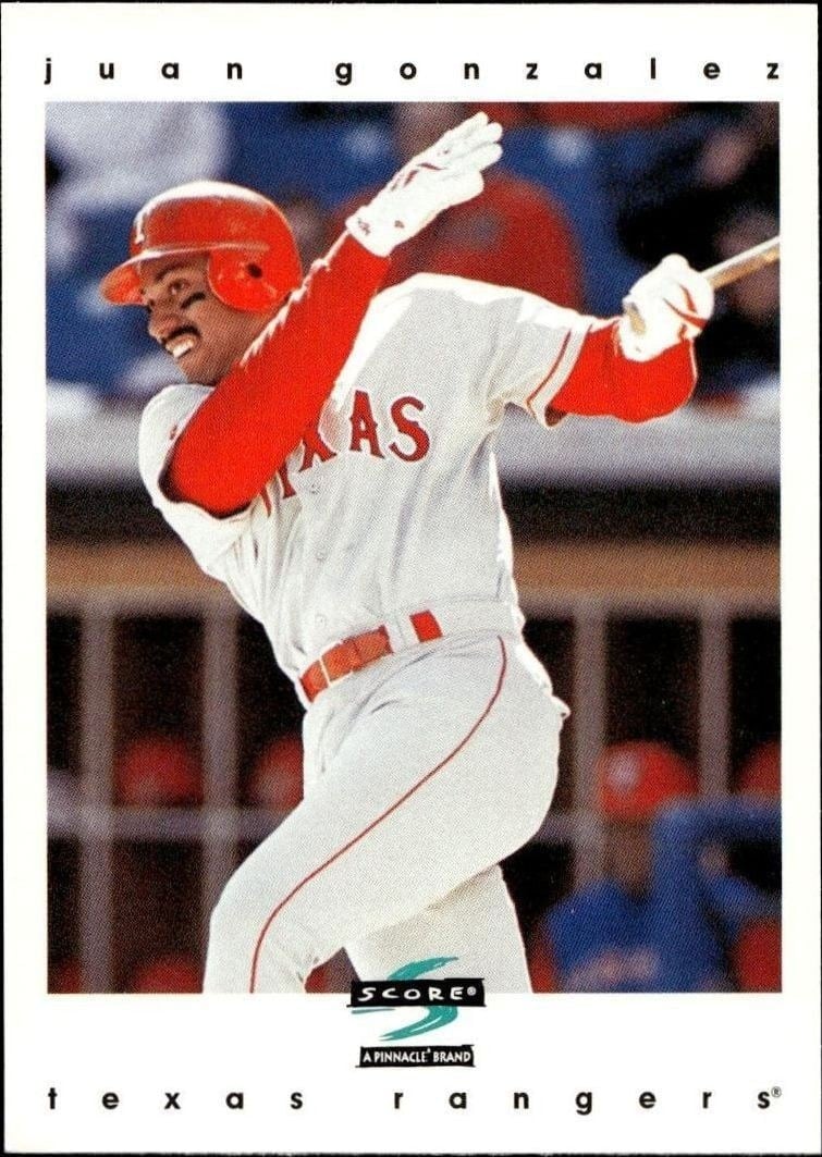 Juan Gonzalez 1997 Pinnacle Score #11 Baseball Trading Card - Front 1997 Pinnacle Score Juan Gonzalez #11 baseball trading card front