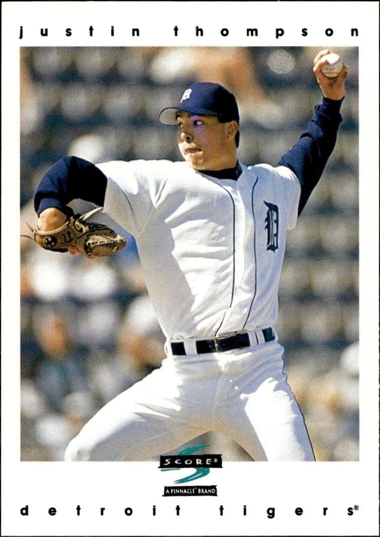Justin Thompson 1997 Pinnacle Score #267 Baseball Trading Card - Front 1997 Pinnacle Score Justin Thompson #267 baseball trading card front