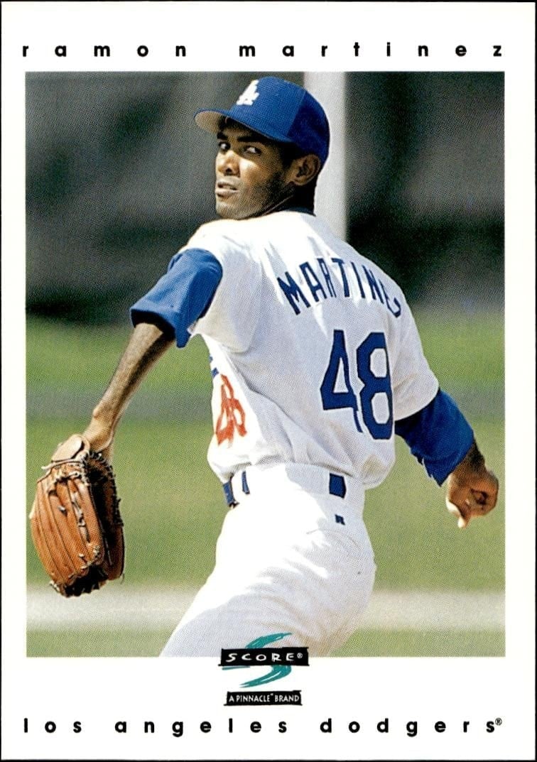 Ramon Martinez 1997 Pinnacle Score #12 Baseball Trading Card - Front 1997 Pinnacle Score Ramon Martinez #12 baseball trading card front