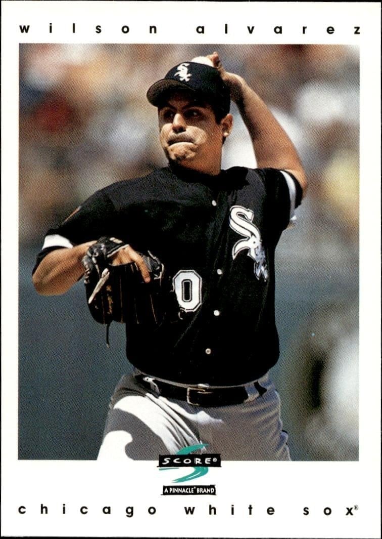 Wilson Alvarez 1997 Pinnacle Score #9 Baseball Trading Card - Front 1997 Pinnacle Score Wilson Alvarez #9 baseball trading card front