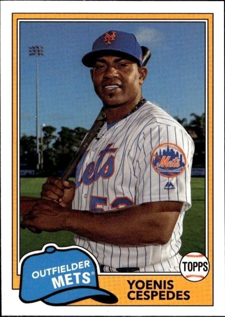 Yoenis Cespedes 2018 Topps Archives #220 Baseball Trading Card - Front 2018 Topps Archives Yoenis Cespedes #220 baseball trading card front