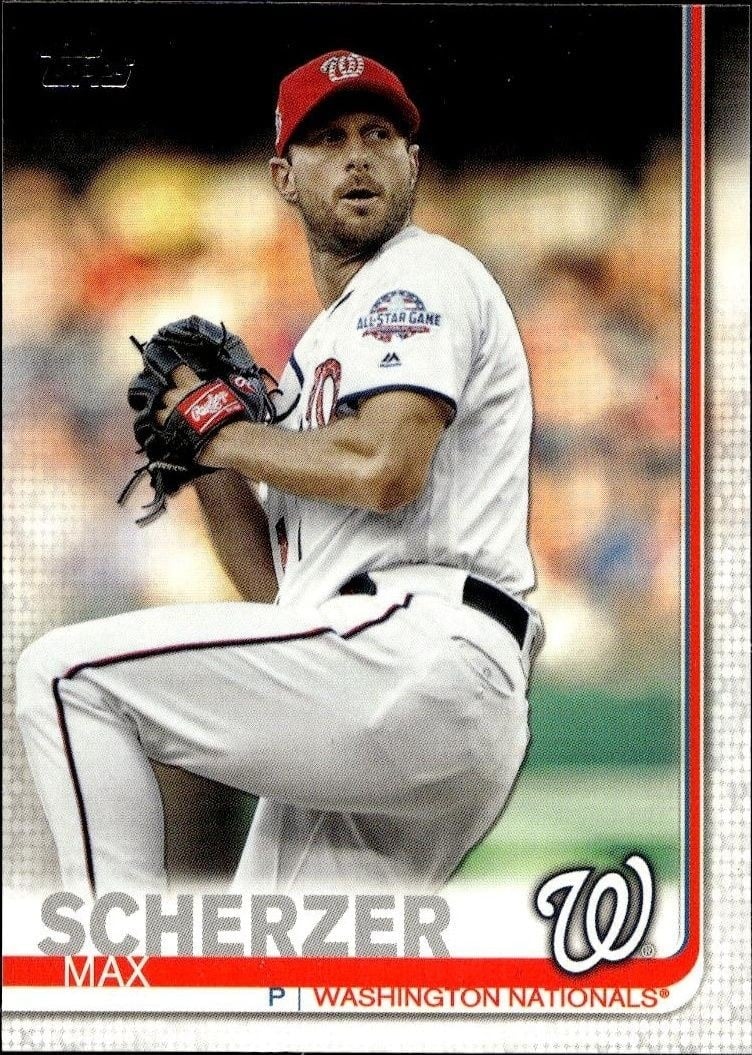 Max Scherzer 2019 Topps #344 Baseball Trading Card - Front 2019 Topps Max Scherzer #344 baseball trading card front