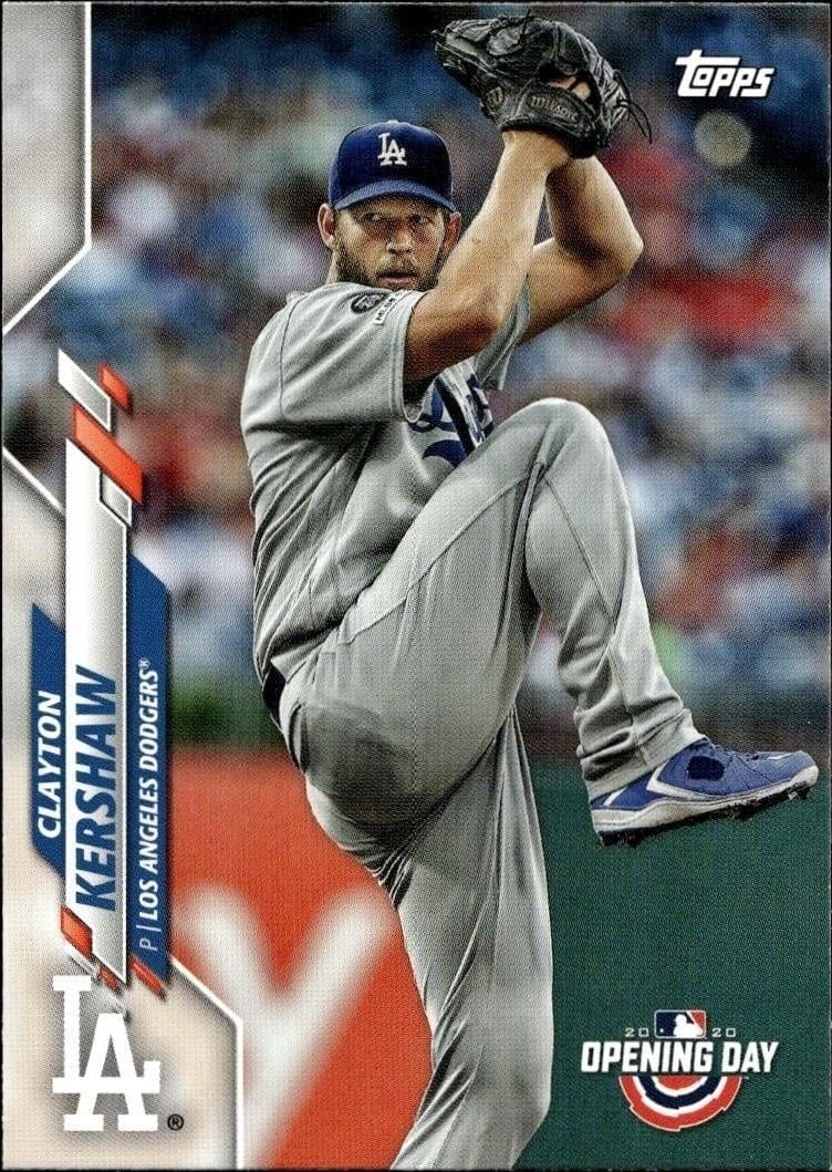 Clayton Kershaw 2020 Topps Opening Day #132 Baseball Trading Card - Front 2020 Topps Opening Day Clayton Kershaw #132 baseball trading card front