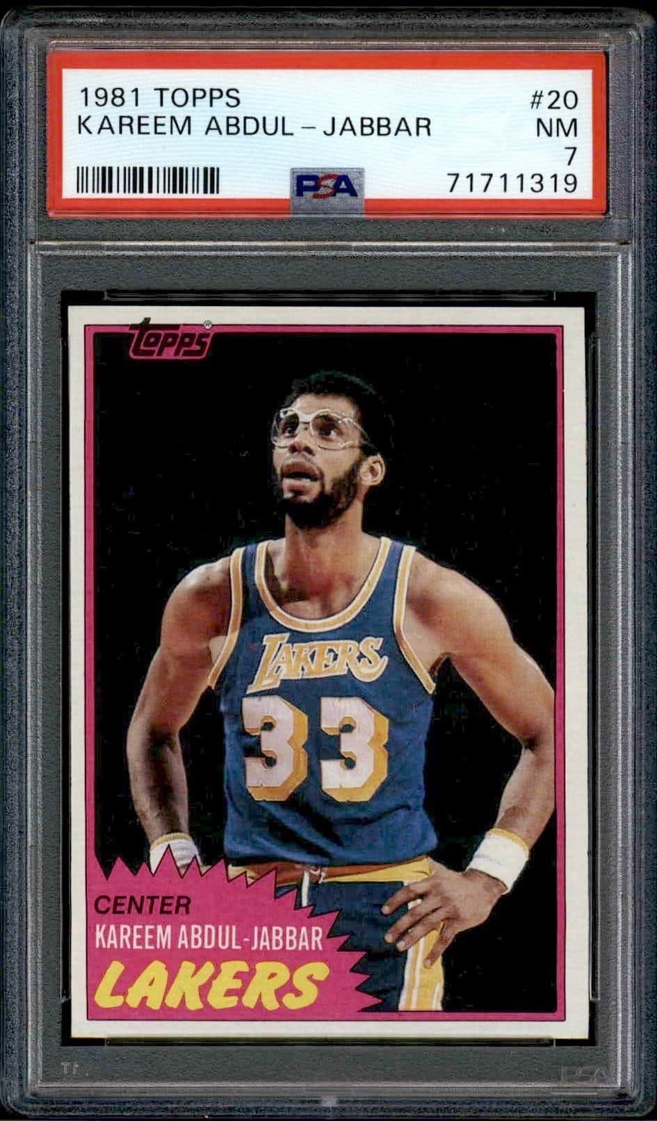 Kareem Abdul-Jabbar 1981-82 Topps #20 Basketball Trading Card - Front 1981-82 Topps Kareem Abdul-Jabbar #20 basketball trading card front