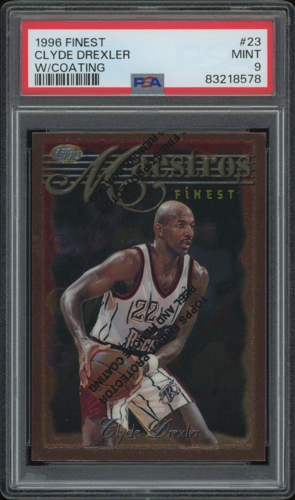 Clyde Drexler 1996-97 Topps Finest #23 Basketball Trading Card - Front 1996-97 Topps Finest Clyde Drexler #23 basketball trading card front
