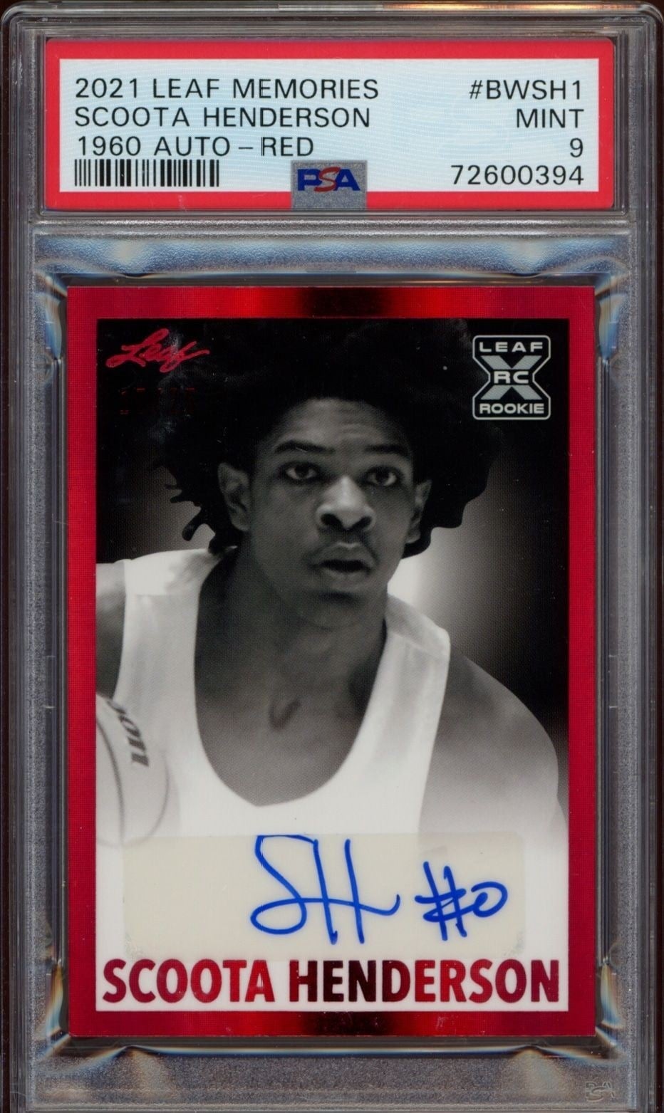 Scoota Henderson 2021-22 Leaf Memories #BW-SH1 Basketball Trading Card - Front 2021-22 Leaf Memories Scoota Henderson #BW-SH1 basketball trading card front