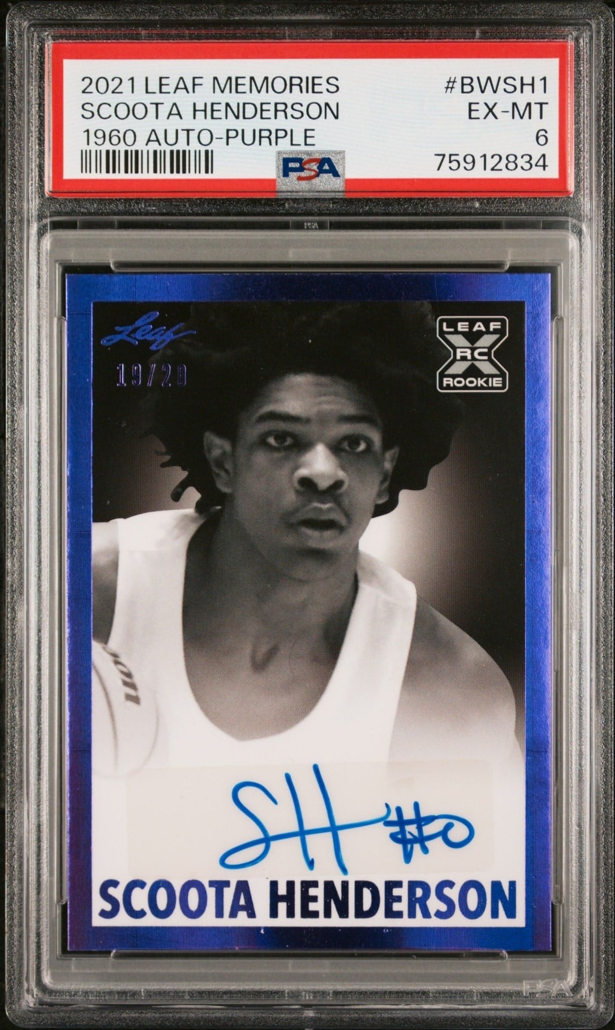 Scoota Henderson 2021-22 Leaf Memories #BW-SH1 Basketball Trading Card - Front 2021-22 Leaf Memories Scoota Henderson #BW-SH1 basketball trading card front