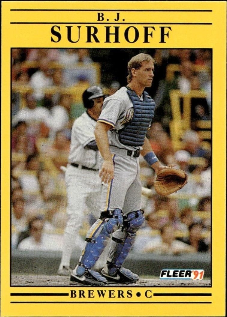 B.J. Surhoff 1991 Fleer #598 Baseball Trading Card - Front 1991 Fleer B.J. Surhoff #598 baseball trading card front
