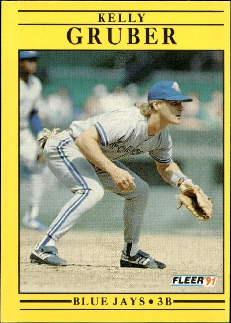 Kelly Gruber 1991 Fleer #175 Baseball Trading Card - Front 1991 Fleer Kelly Gruber #175 baseball trading card front