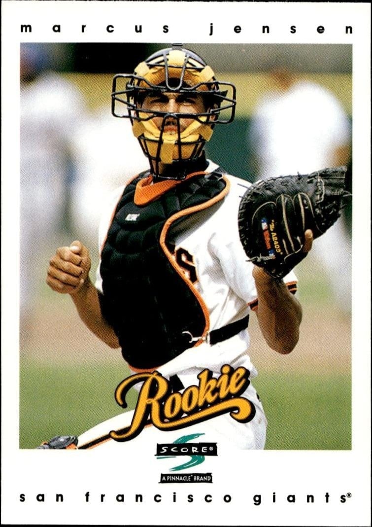 Marcus Jensen 1997 Pinnacle Score #327 Baseball Trading Card - Front 1997 Pinnacle Score Marcus Jensen #327 baseball trading card front