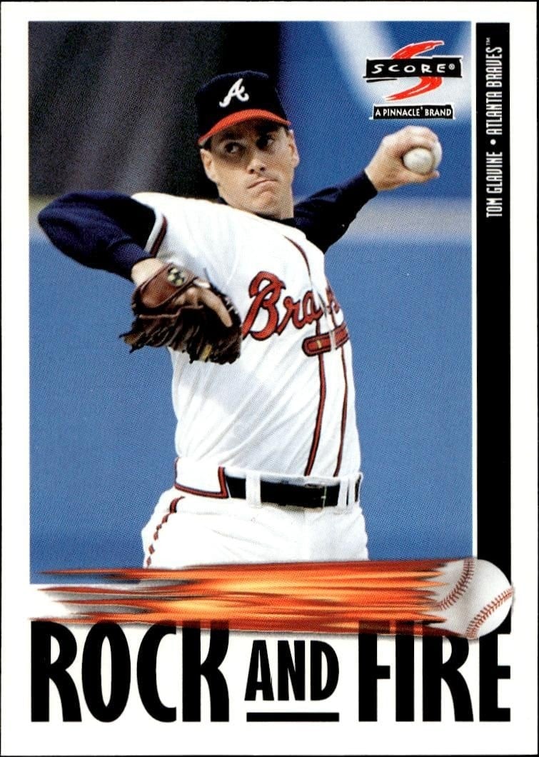 Tom Glavine 1997 Pinnacle Score #528 Baseball Trading Card - Front 1997 Pinnacle Score Tom Glavine #528 baseball trading card front