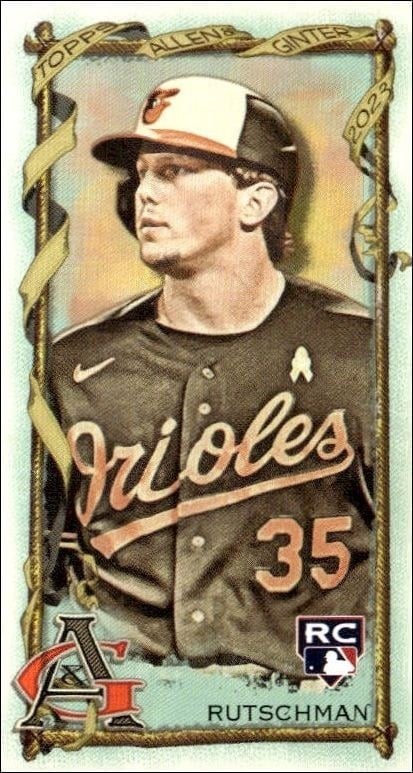 Adley Rutschman 2023 Topps Allen & Ginter #68 Baseball Trading Card - Front 2023 Topps Allen & Ginter Adley Rutschman #68 baseball trading card front