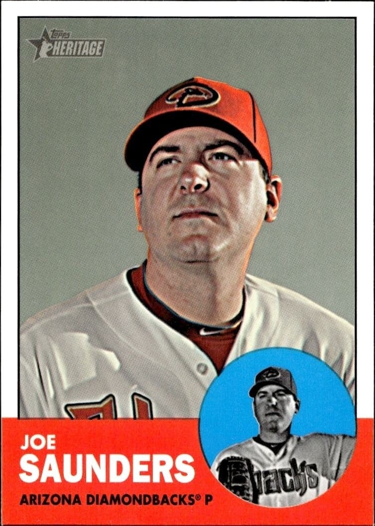 Joe Saunders 2012 Topps Heritage High Number #H610 Baseball Trading Card - Front 2012 Topps Heritage High Number Joe Saunders #H610 baseball trading card front