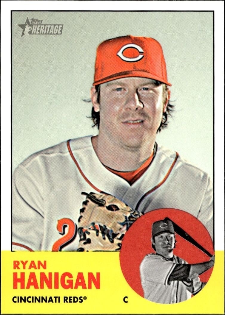 Ryan Hanigan 2012 Topps Heritage High Number #H583 Baseball Trading Card - Front 2012 Topps Heritage High Number Ryan Hanigan #H583 baseball trading card front