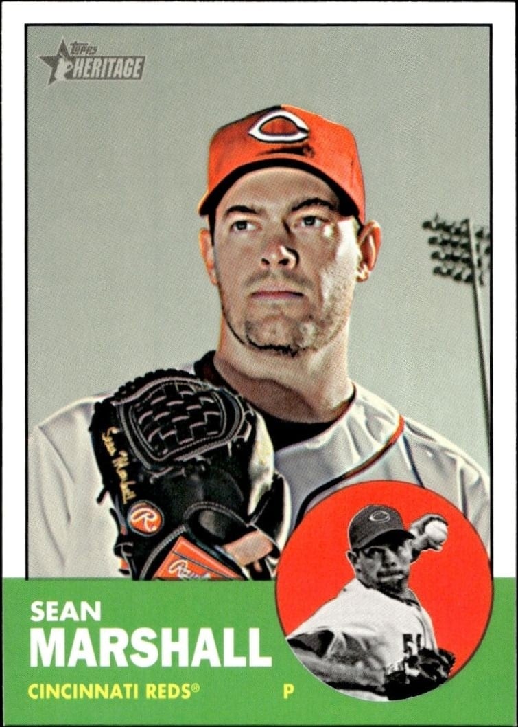 Sean Marshall 2012 Topps Heritage High Number #H616 Baseball Trading Card - Front 2012 Topps Heritage High Number Sean Marshall #H616 baseball trading card front