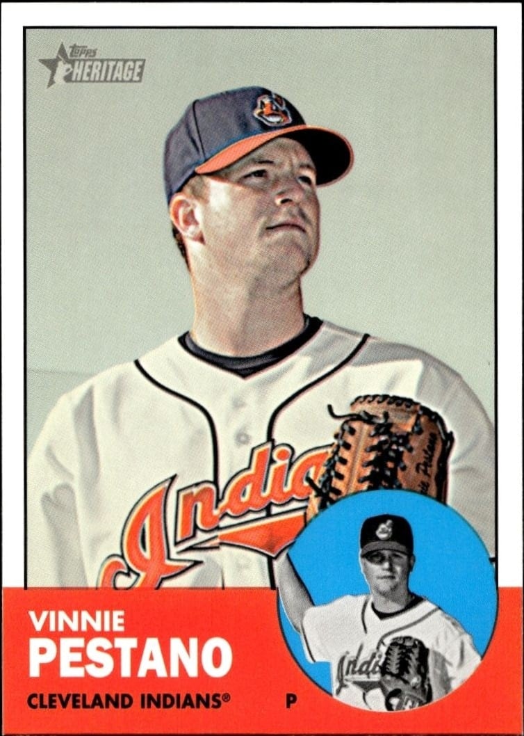 Vinnie Pestano 2012 Topps Heritage High Number #H596 Baseball Trading Card - Front 2012 Topps Heritage High Number Vinnie Pestano #H596 baseball trading card front