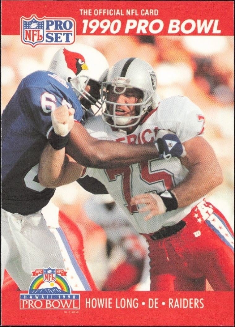 Howie Long 1990 Pro Set #351 Football Trading Card - Front 1990 Pro Set Howie Long #351 football trading card front