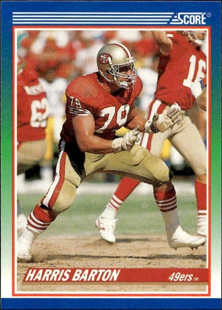 Harris Barton 1990 Score #395 Football Trading Card - Front 1990 Score Harris Barton #395 football trading card front