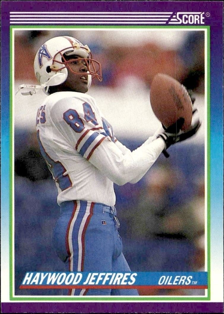 Haywood Jeffires 1990 Score #506 Football Trading Card - Front 1990 Score Haywood Jeffires #506 football trading card front