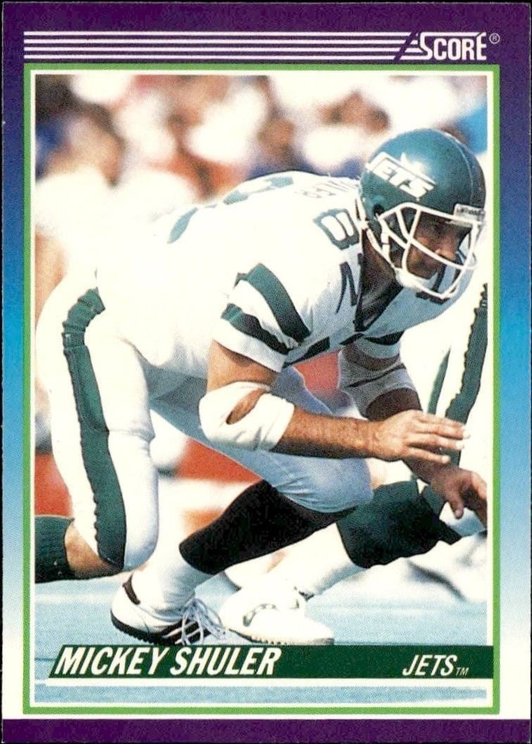 Mickey Shuler 1990 Score #467 Football Trading Card - Front 1990 Score Mickey Shuler #467 football trading card front