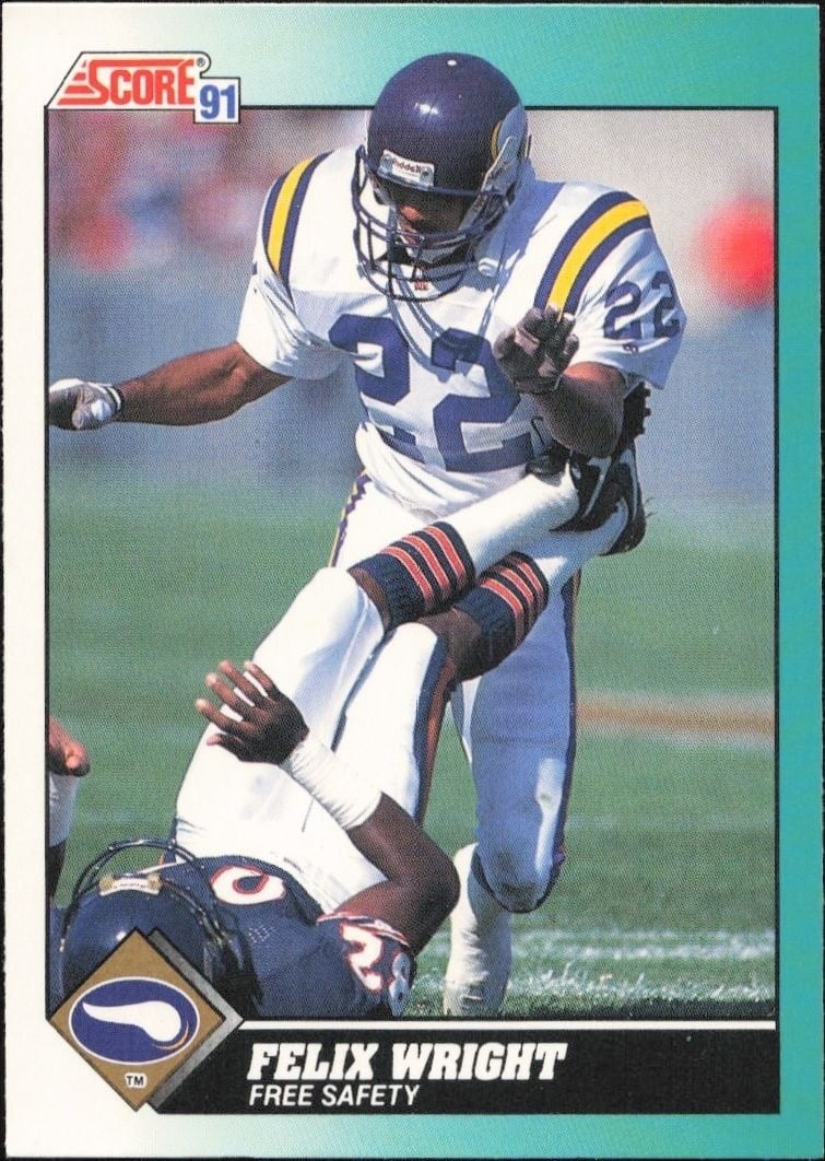 Felix Wright 1991 Score Supplemental #12T Football Trading Card - Front 1991 Score Supplemental Felix Wright #12T football trading card front