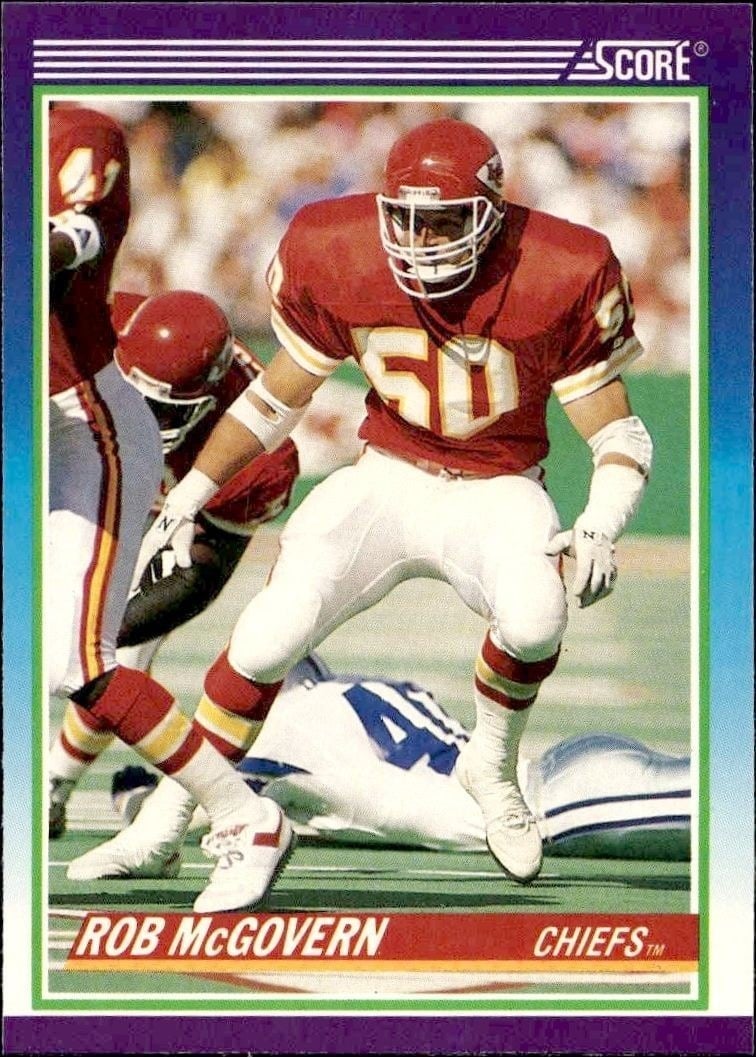 Rob McGovern 1990 Score #496 Football Trading Card - Front 1990 Score Rob McGovern #496 football trading card front