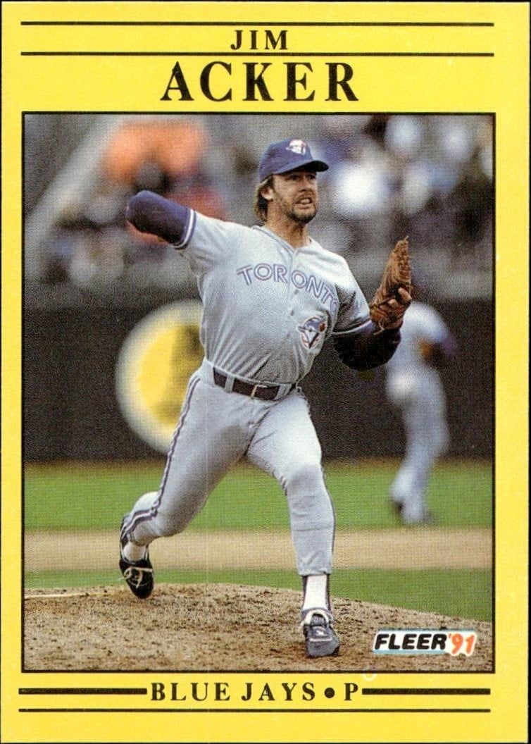 Jim Acker 1991 Fleer #167 Baseball Trading Card - Front 1991 Fleer Jim Acker #167 baseball trading card front