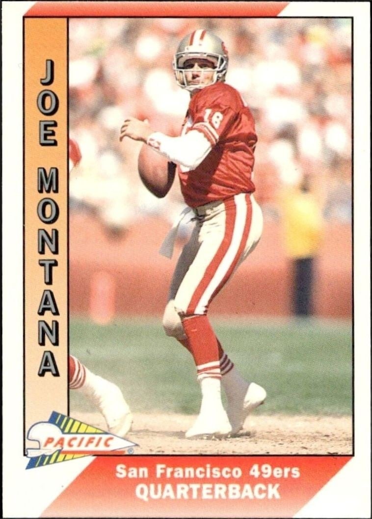 Joe Montana 1991 Pacific #1 Football Trading Card - Front 1991 Pacific Joe Montana #1 football trading card front
