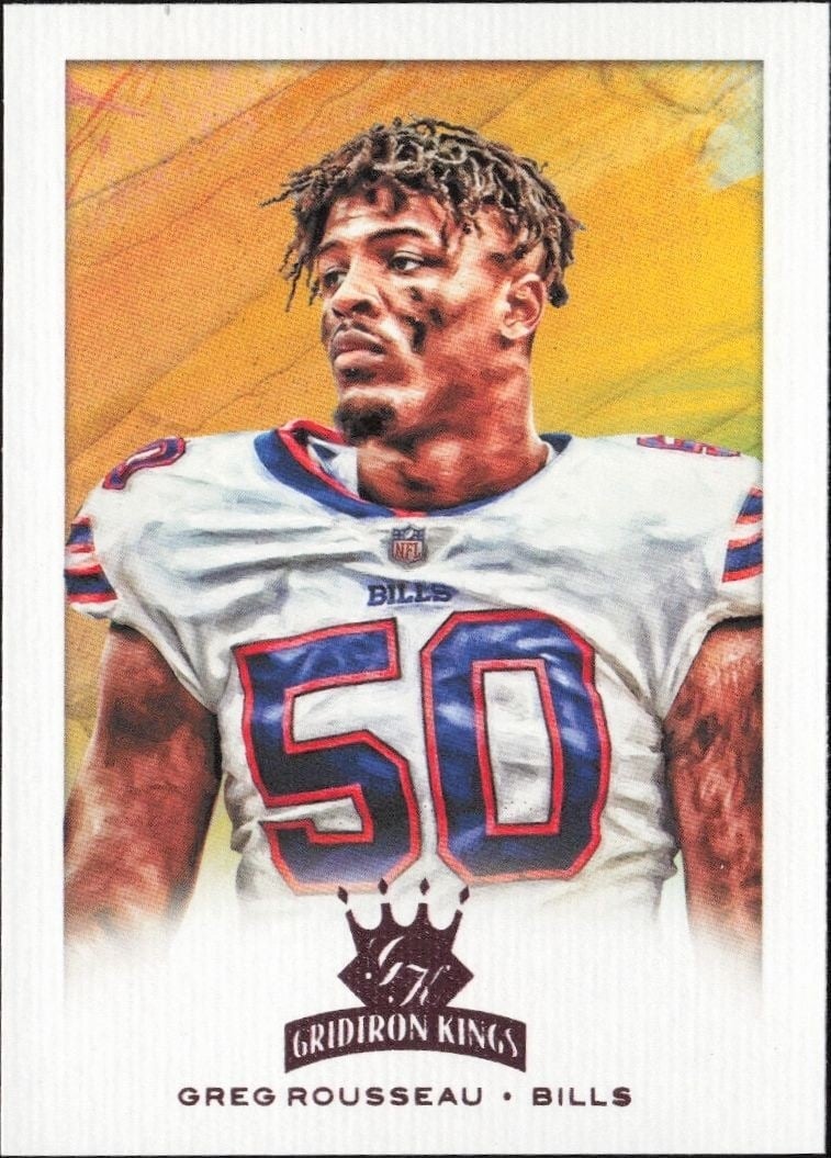 Greg Rousseau 2021 Panini Chronicles #GK-39 Football Trading Card - Front 2021 Panini Chronicles Greg Rousseau #GK-39 football trading card front