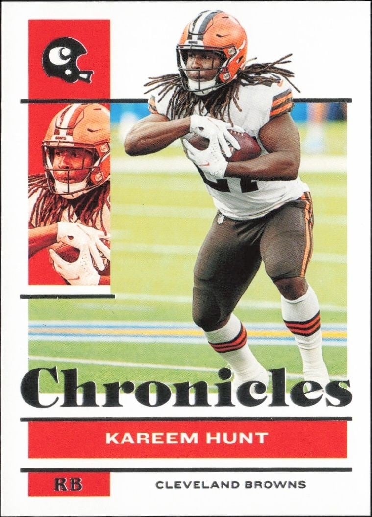 Kareem Hunt 2021 Panini Chronicles #24 Football Trading Card - Front 2021 Panini Chronicles Kareem Hunt #24 football trading card front