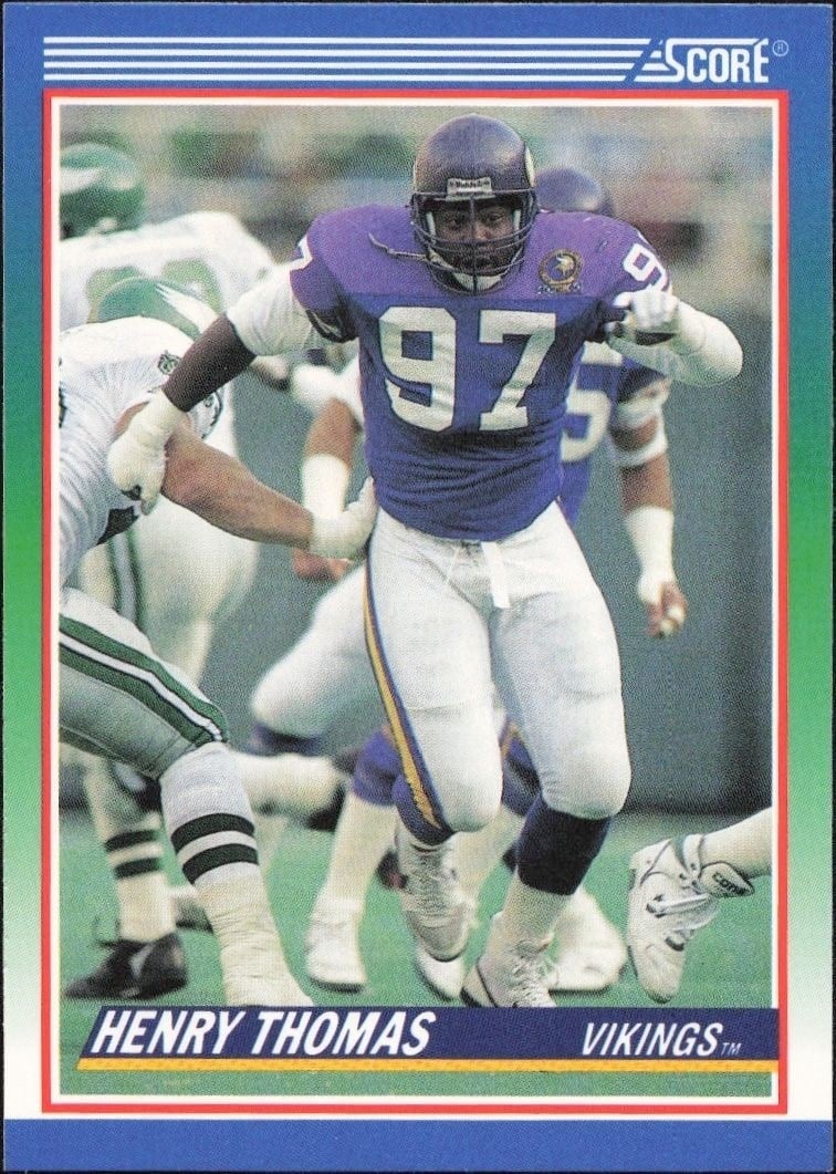 Henry Thomas 1990 Score #435 Football Trading Card - Front 1990 Score Henry Thomas #435 football trading card front