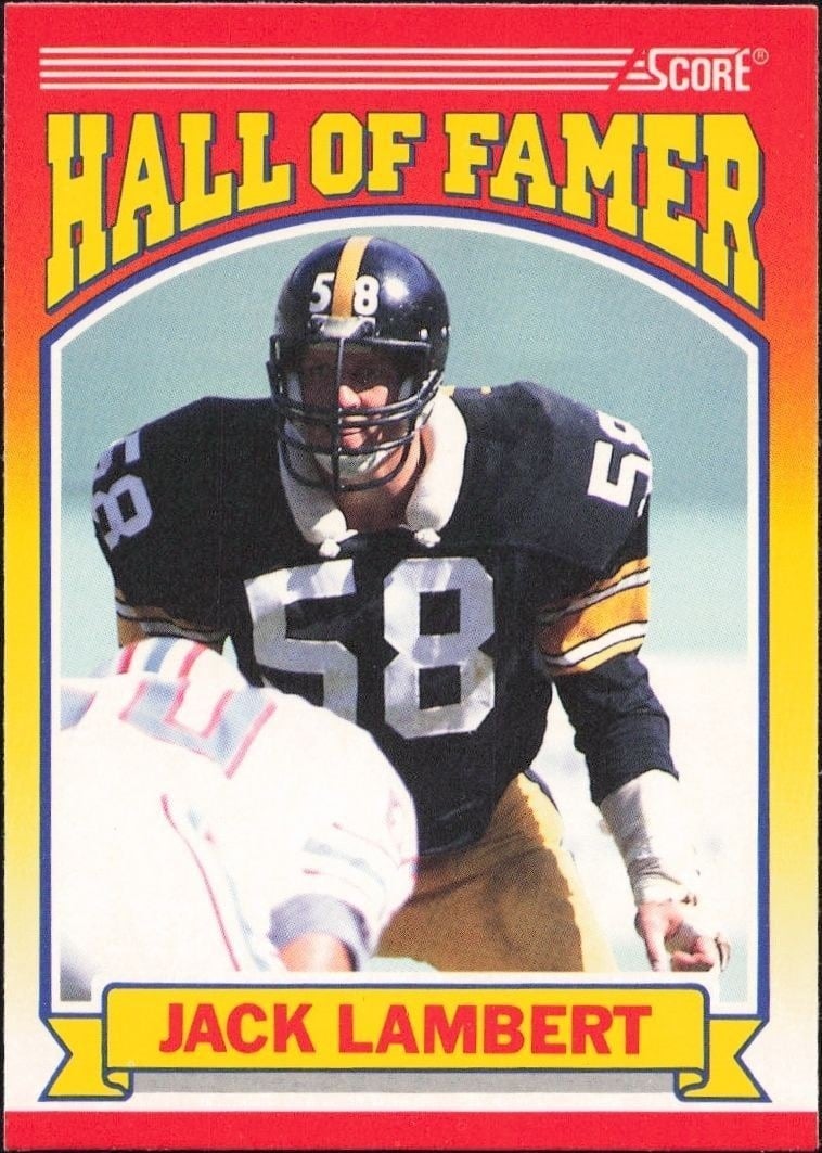 Jack Lambert 1990 Score #598 Football Trading Card - Front 1990 Score Jack Lambert #598 football trading card front