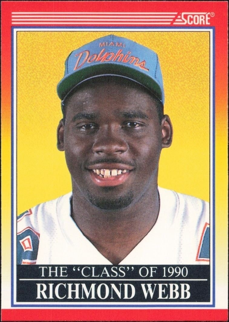 Richmond Webb 1990 Score #611 Football Trading Card - Front 1990 Score Richmond Webb #611 football trading card front