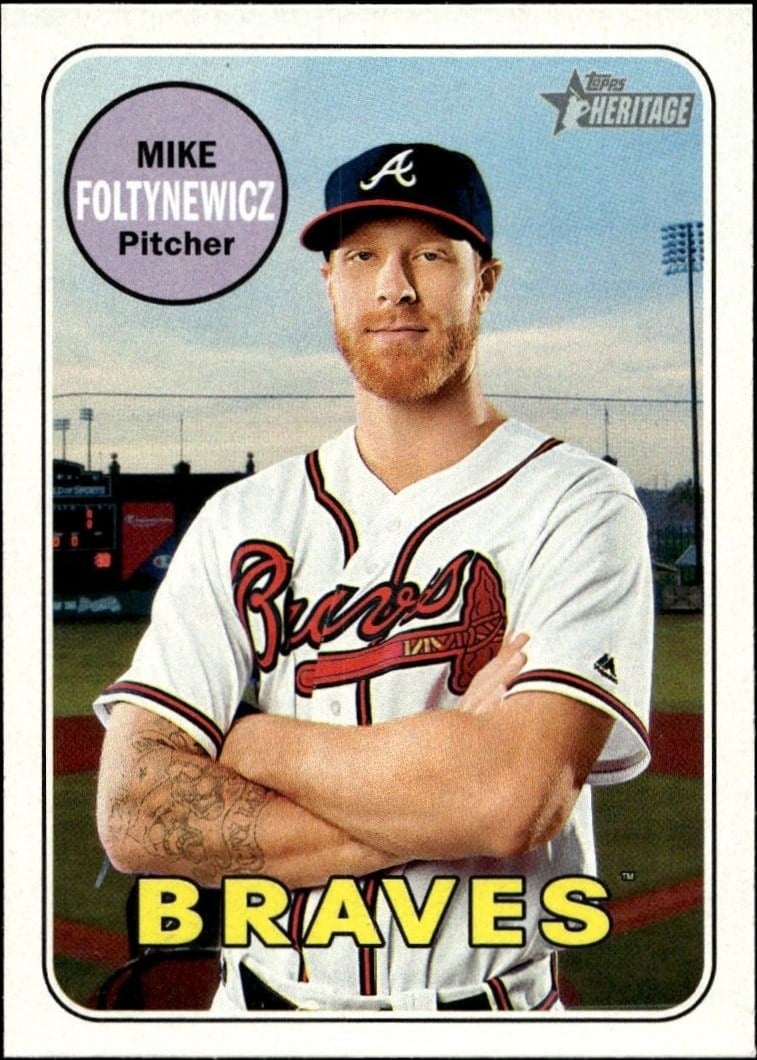 Mike Foltynewicz 2018 Topps Heritage #239 Baseball Trading Card - Front 2018 Topps Heritage Mike Foltynewicz #239 baseball trading card front