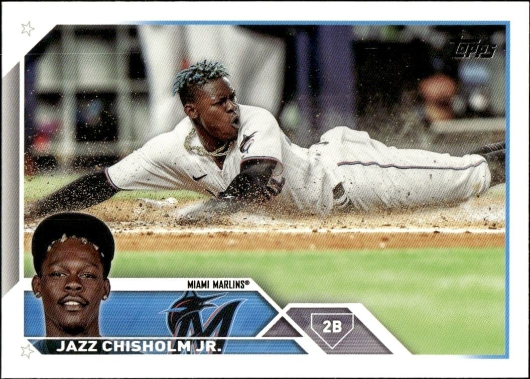 Jazz Chisholm Jr. 2023 Topps #172 Baseball Trading Card - Front 2023 Topps Jazz Chisholm Jr. #172 baseball trading card front