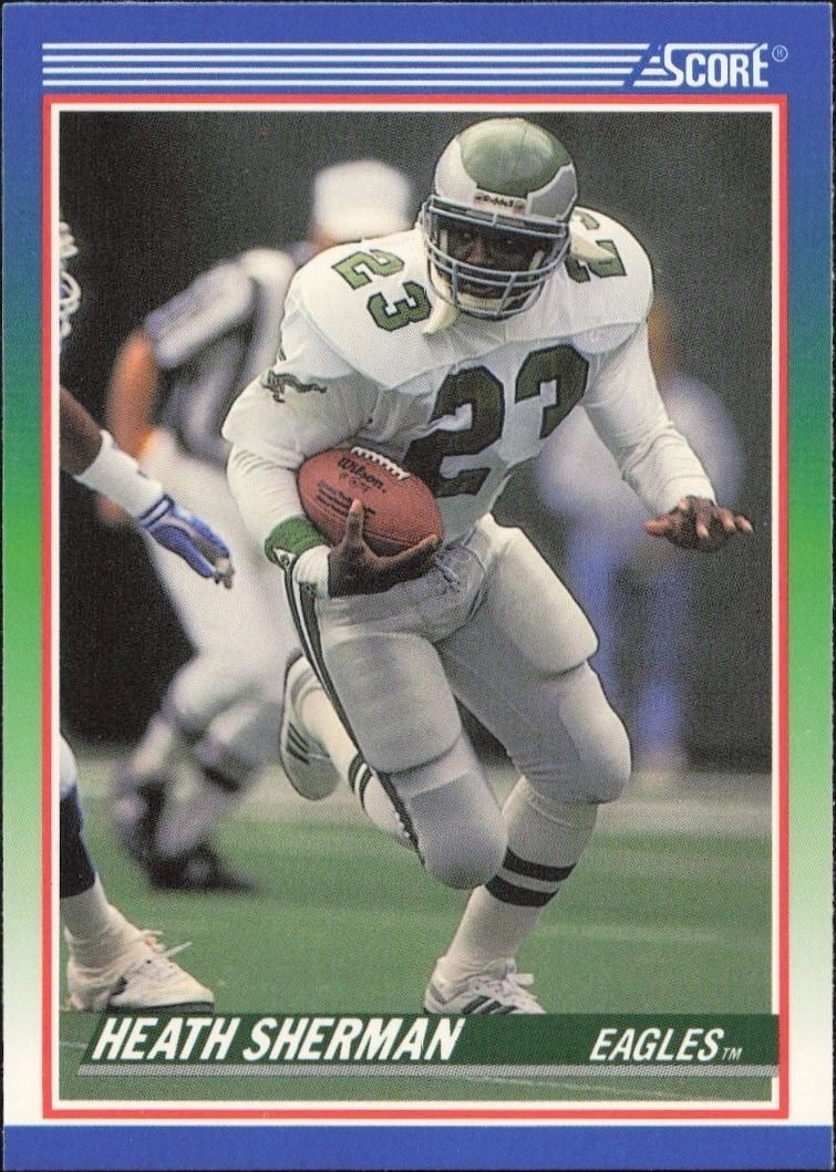 Heath Sherman 1990 Score #398 Football Trading Card - Front 1990 Score Heath Sherman #398 football trading card front