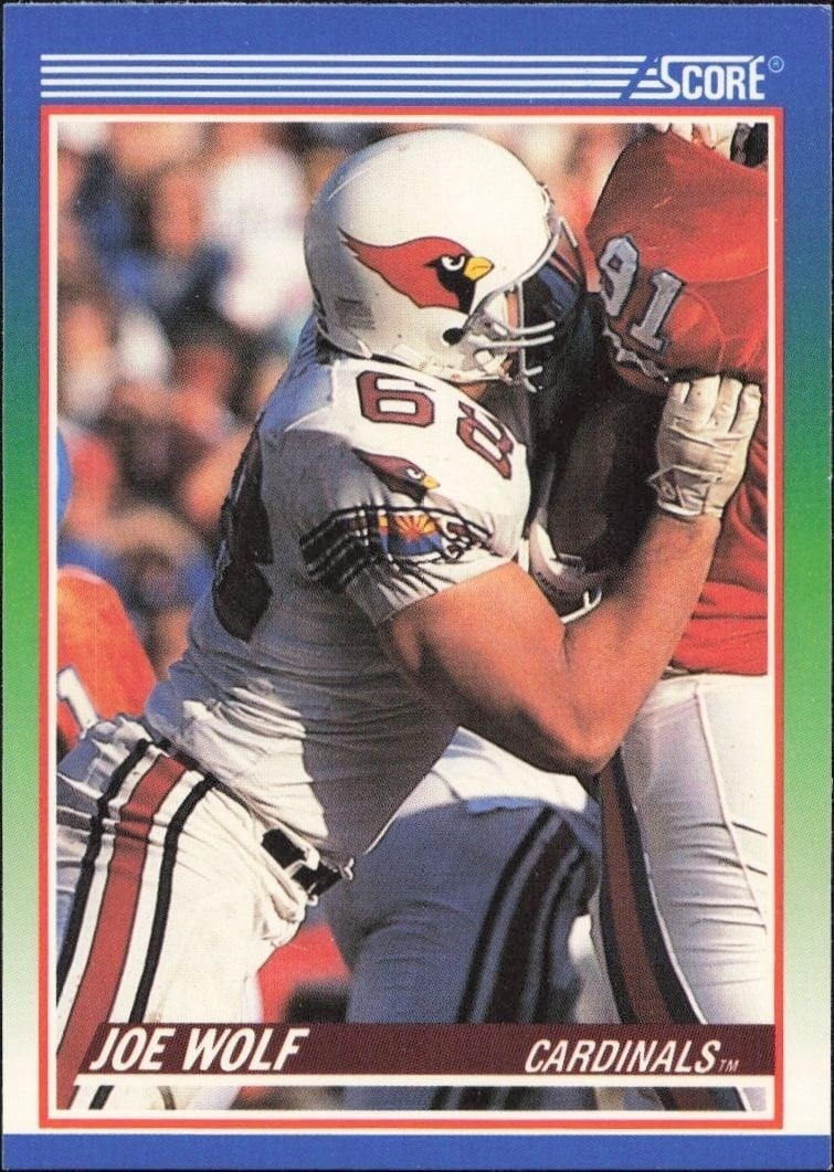 Joe Wolf 1990 Score #412 Football Trading Card - Front 1990 Score Joe Wolf #412 football trading card front