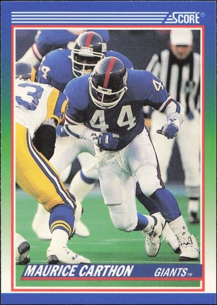 Maurice Carthon 1990 Score #388 Football Trading Card - Front 1990 Score Maurice Carthon #388 football trading card front