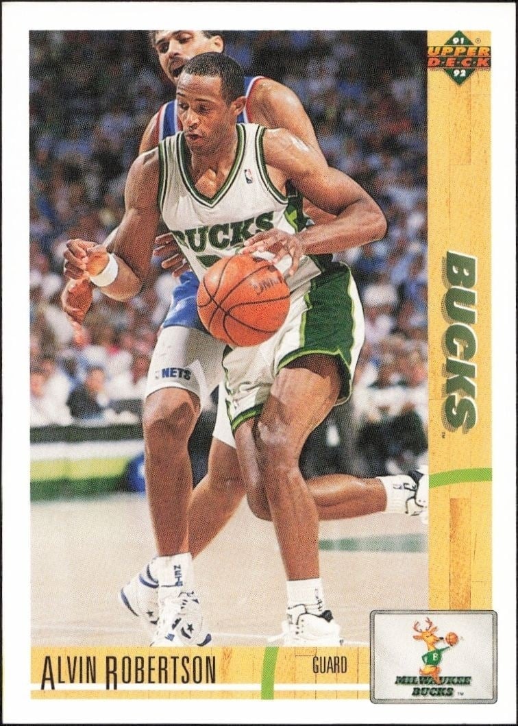 Alvin Robertson 1991-92 Upper Deck #244 Basketball Trading Card - Front 1991-92 Upper Deck Alvin Robertson #244 basketball trading card front