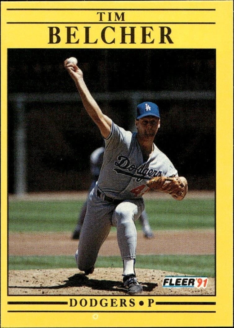 Tim Belcher 1991 Fleer #194 Baseball Trading Card - Front 1991 Fleer Tim Belcher #194 baseball trading card front