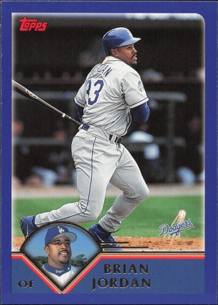 Brian Jordan 2003 Topps #55 Baseball Trading Card - Front 2003 Topps Brian Jordan #55 baseball trading card front