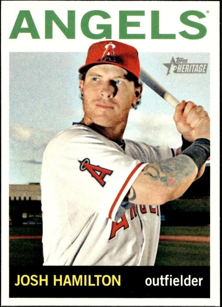 Josh Hamilton 2013 Topps Heritage #246 Baseball Trading Card - Front 2013 Topps Heritage Josh Hamilton #246 baseball trading card front