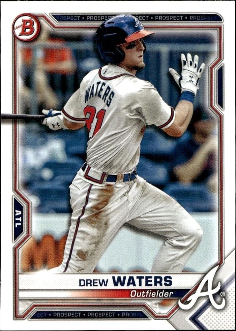 Drew Waters 2021 Bowman #BP-81 Baseball Trading Card - Front 2021 Bowman Drew Waters #BP-81 baseball trading card front