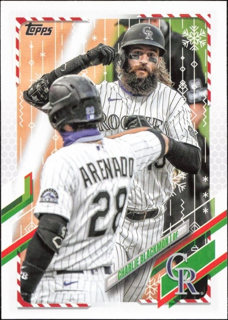 Charlie Blackmon 2021 Topps Holiday #HW63 Baseball Trading Card - Front 2021 Topps Holiday Charlie Blackmon #HW63 baseball trading card front