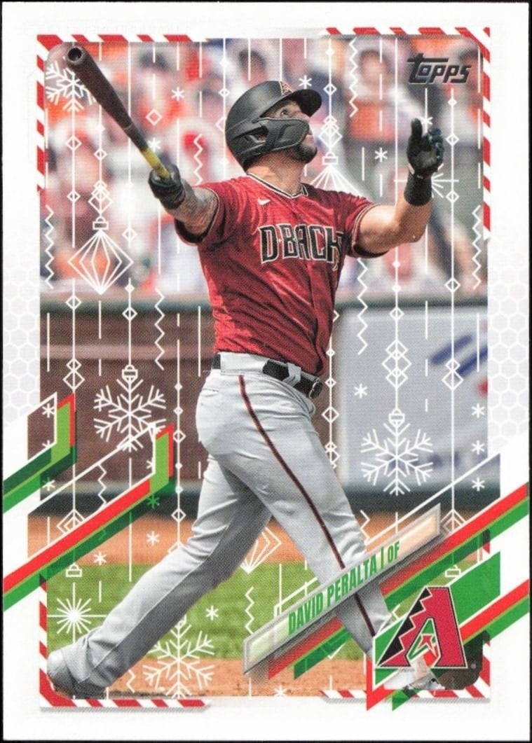 David Peralta 2021 Topps Holiday #HW49 Baseball Trading Card - Front 2021 Topps Holiday David Peralta #HW49 baseball trading card front